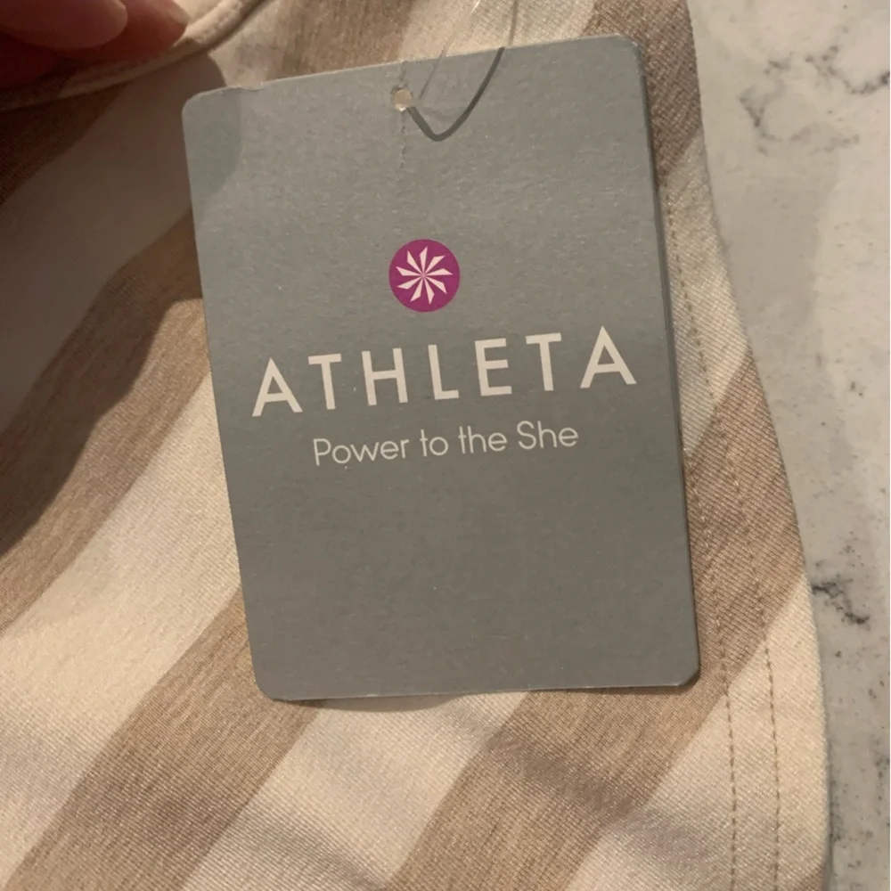 Athleta Ribbon Stripes Skirt Ecru Beige/ White NWT - M